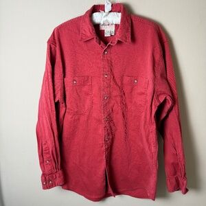 Vintage Eddie Bauer Button Down Shirt Mens Medium Red Top Long Sleeve 90s Y2K